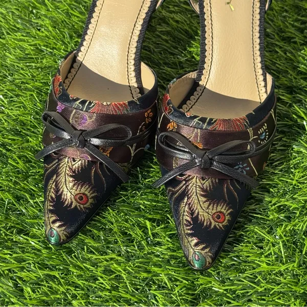 Joey Tibet Elegant Black Floral Women's Heels 6.5 - Image 3