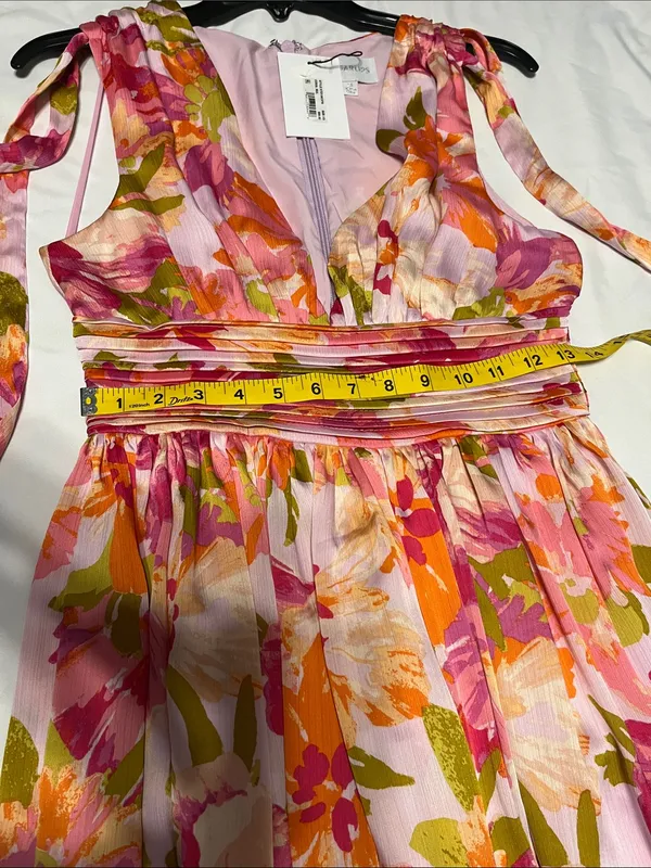 Sugarlips Pink Floral Maxi Dress with Tie-Shoulder Straps - Image 8