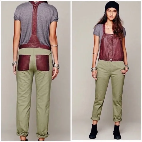 What Goes Around Comes Around Womens Green Tempest Straight Leg Overalls Medium - Image 2