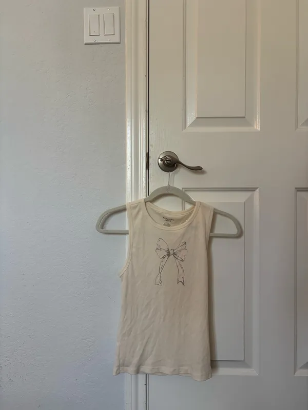 American Eagle Off-White Tank Top with Bow - Image 2