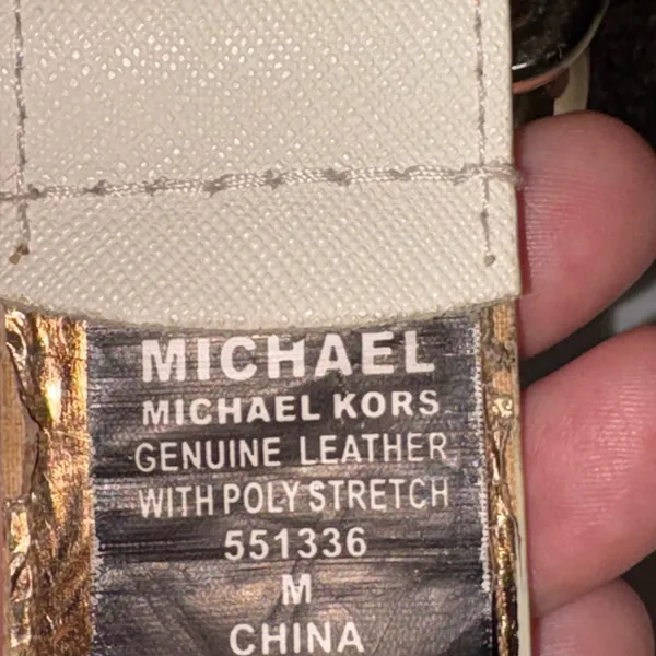 Michael Kors Woven Straw Belt Tan Orange White Leather Gold D-Ring Buckle 42" - Image 9