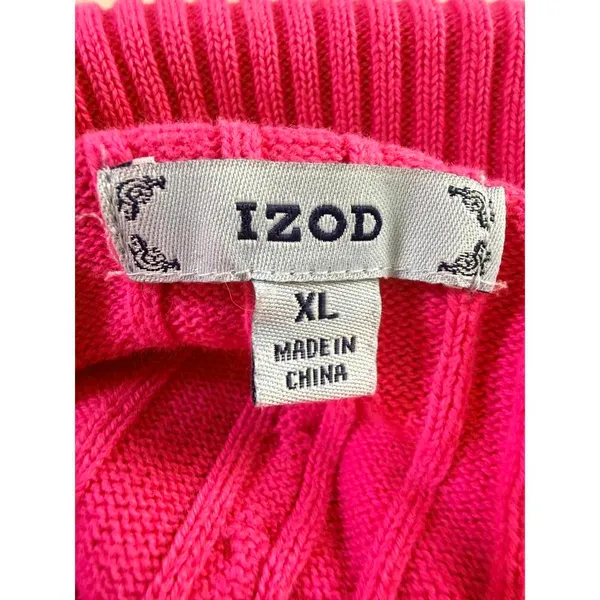IZOD Pink Cable Knit Turtleneck Sweater Women’s XL 100% Cotton - Image 4