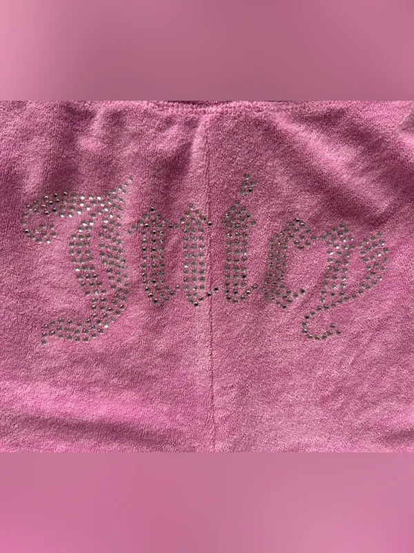 Juicy Couture Dewberry Pink Terry Rhinestone Hoodie Shorts Set NWT L Y2K - Image 8