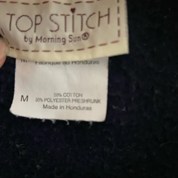 Vintage Morning Sun Topstitch Sweatshirt Collar Embroidery 90s Snowman Holiday M - Image 4