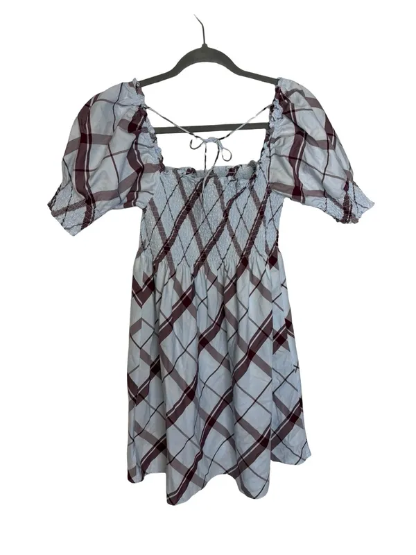 🩵 Hill House Home Ellie Nap Dress Blue Plaid Puff Sleeve Size Small 🩵 - Image 5