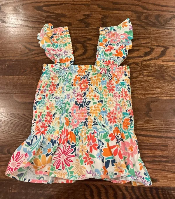 Floral peach love ruffle sleeve top - Image 2