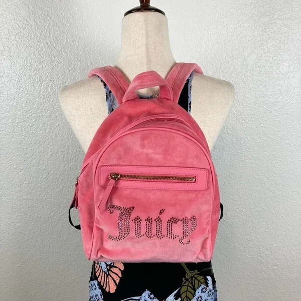 Juicy Couture Big Spender Velour Medium Sized Backpack‎ Pink Lemonade￼ - Image 2