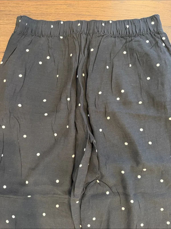 LOFT Black Polka Dot Wide-Leg cropped Pull-On Pants Size Small - C54-023 - Image 7