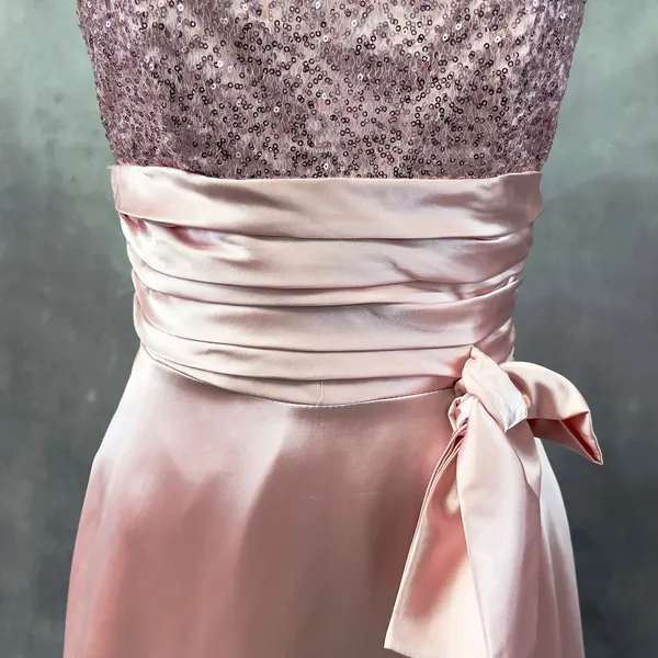 Vtg Lenovia Sequin Satin Dress Medium Prom Formal Y2K Coquette Balletcore Glam‎ - Image 4