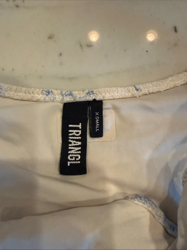 triangl swimwear Cream and Light Blue Smocked Bikini Set with Pouch - Image 2