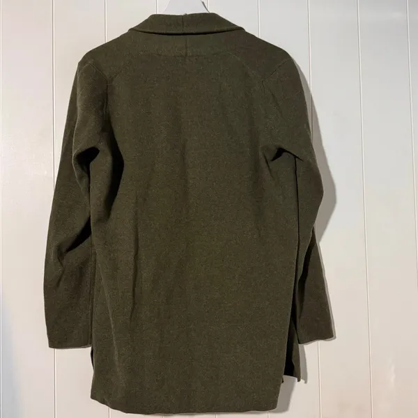 J.Crew Re-Imagined Open Front Cardigan Sweater Small Olive Green 100% Cotton - Image 5