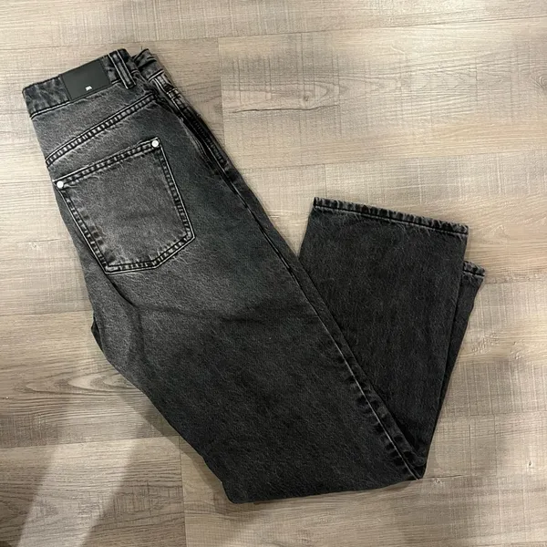 ZARA Black Washed Straight High-Rise Jeans - Image 3