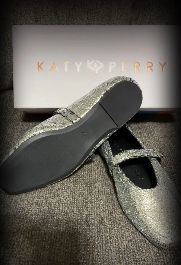 Katy Perry The Evie Mary Jane Silver Crackled Glitter Flats - Image 6