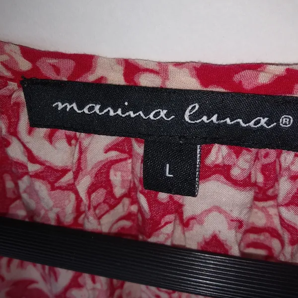 Marina Luna L Boho Coastal Red White Peasant Crop Top - Image 5
