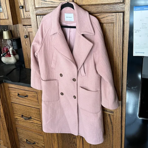 Pink Double Breasted Pea Coat Winter‎ Small - Image 2