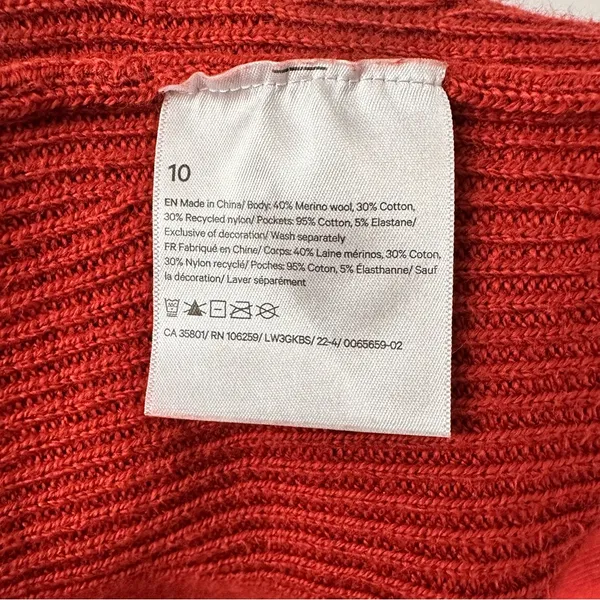 Lululemon Merino Wool Blend Ribbed Long Wrap Sweater Cardigan Cayenne Size 10 - Image 9