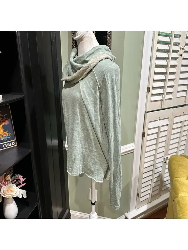 Free People Beach Moss Green Cowl Neck Pullover Size XS/S - Image 9