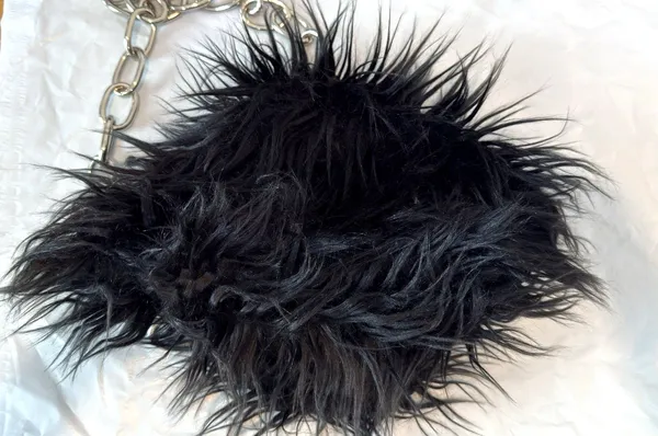 Widow Dolls Kill Black Shaggy Faux Fur Chain Shoulder Crossbody Bag Goth Y2K Emo - Image 11