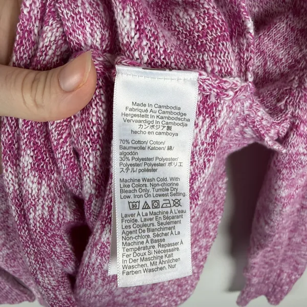 J Crew Womens Pink Marled Cotton Blend Crewneck Sweater Medium Preppy Stretch - Image 5