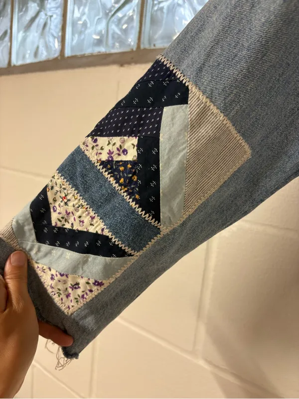 Abercrombie & Fitch Light Wash Patchwork Denim Jacket - Image 2