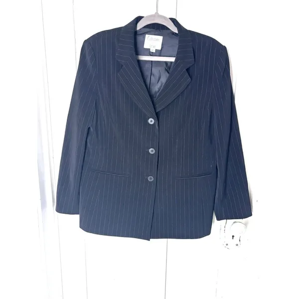 Vintage Collection by Le Suit Navy Pinstripe Blazer 90s Corporate Officecore - Image 2