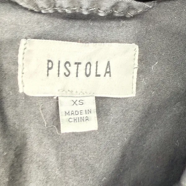 PISTOLA Rosie Black Utility Mini Shirt Dress Snap Front Elastic Waist Size XS - Image 6