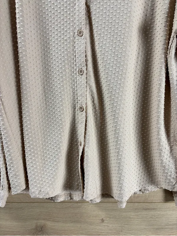 EKOUAER Beige Dot-Textured Button-Front Lounge Set NWT Large - Image 7