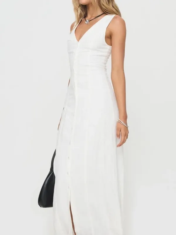 Princess Polly Summer Season Button Front Linen Blend Dress New! - Image 6