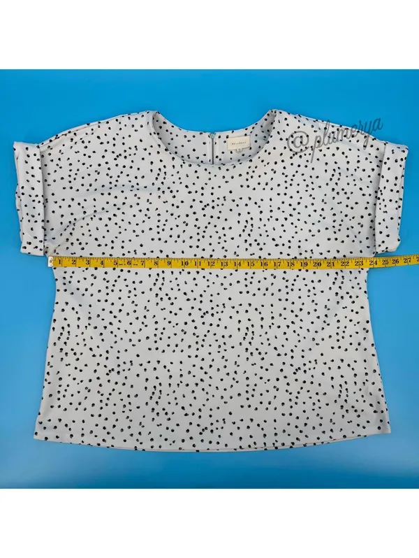 Melloday Women's Polka Dot Short Sleeve Blouse Casual Summer Feminine Size XL - Image 3