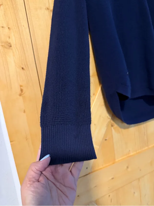 Lauren Ralph Lauren Navy Blue Waffle Knit Hooded Sweater Sz M - Image 2
