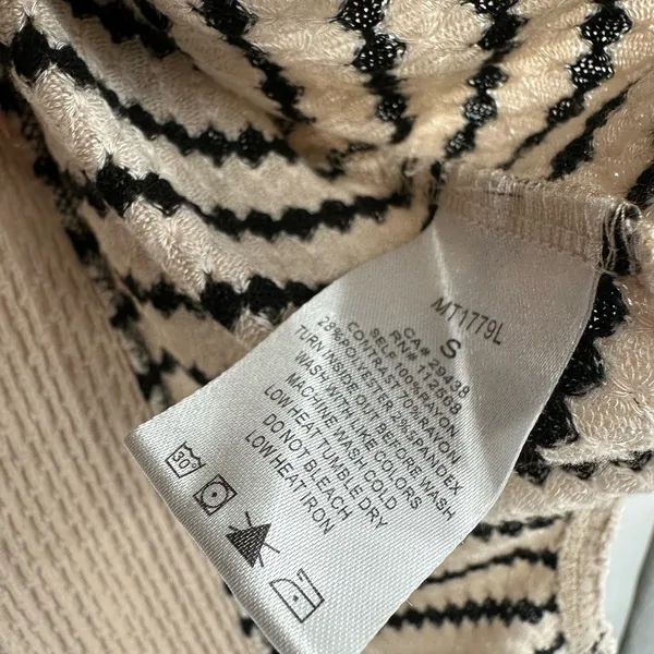 Miss Me Size‎ Small Sweater Cream Black Stripe Turtleneck Batwing Oversized Knit - Image 5