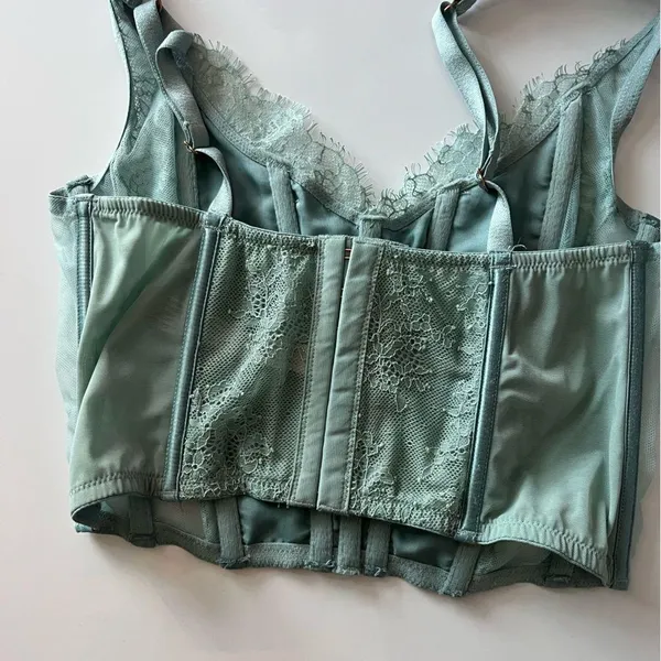 Victorias Secret • Dream Angels Mint Green Lace Sheer Corset Unlined - Image 8