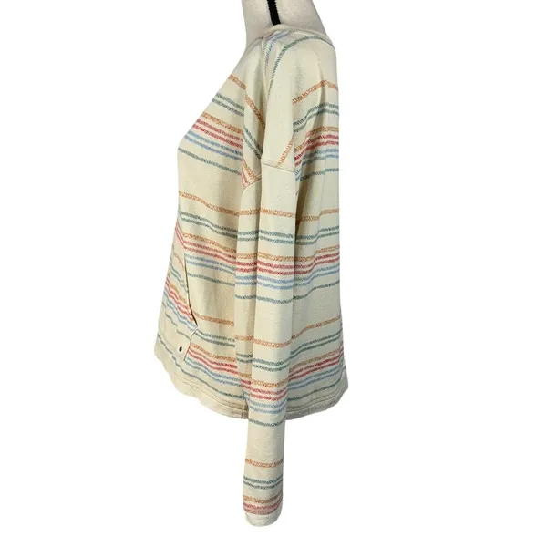 PrAna Medium Cozy Up Suncation Top Striped Long Sleeves Stretch Boat Neck Pocket - Image 5