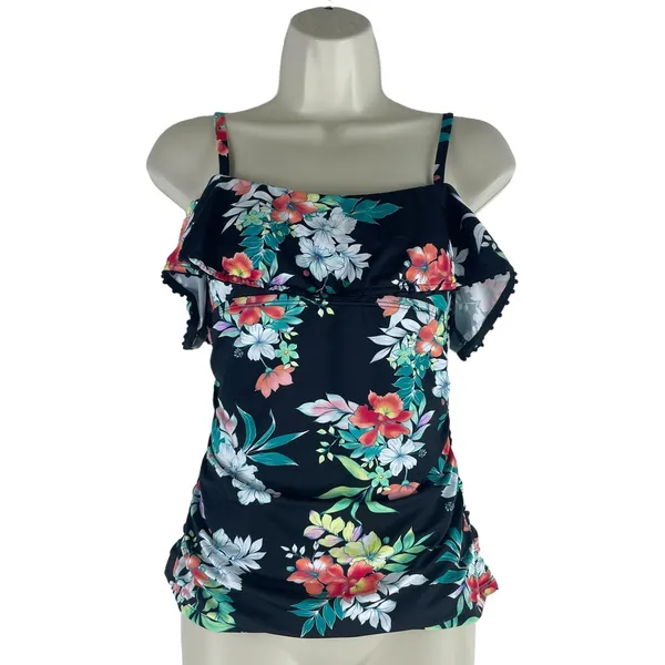 Tommy Bahama Floral Springs Flounce Tankini Top Swim Size XS - Image 4