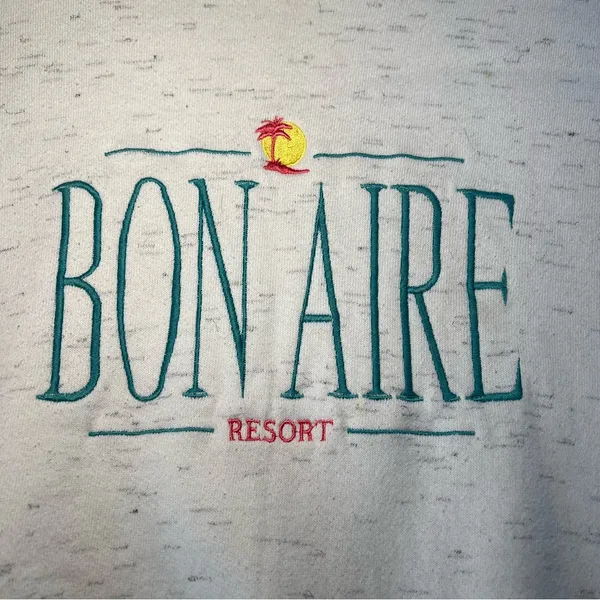 Vintage 90s Oneita Power-Sweats Bon Aire Crewneck Gray USA‎ Made Sweater Size L - Image 3