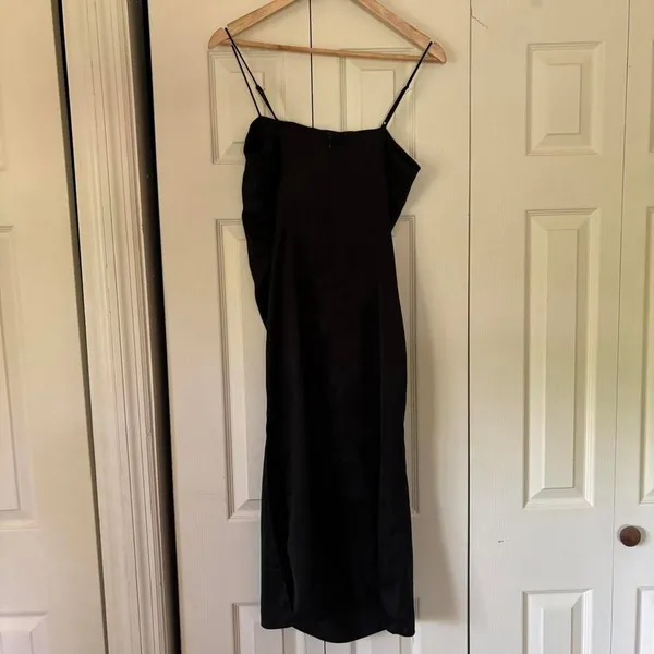 Sage the Label Black Satin Formal Sleeveless Slip Midi Dress Size Small - Image 6