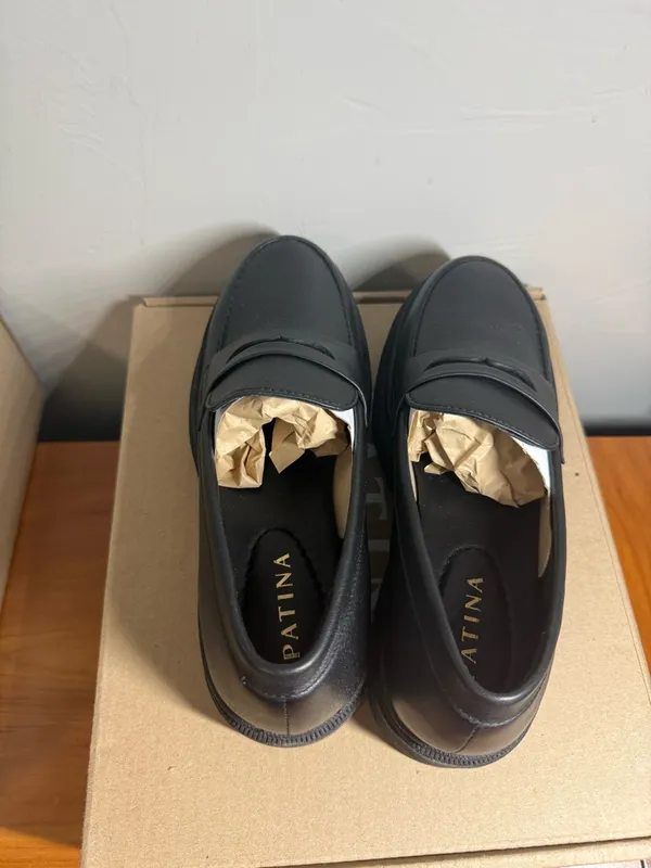 NIB Portland Leather Footwear Patina Zoe‎ Chunky Loafer Black Lug Dark Academia - Image 5