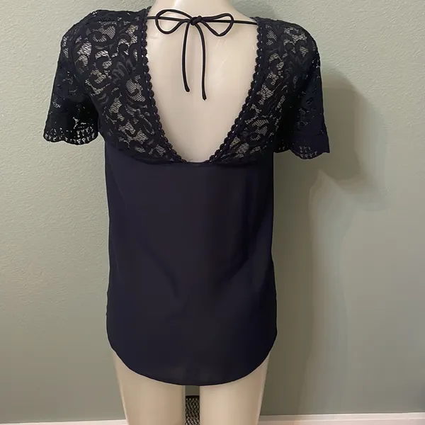 Zara Basics Navy Lace Top - Image 2