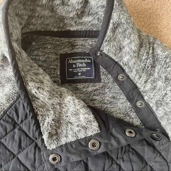 Asymmetrical Snap Up Fleece Grey Abercrombie - Image 4