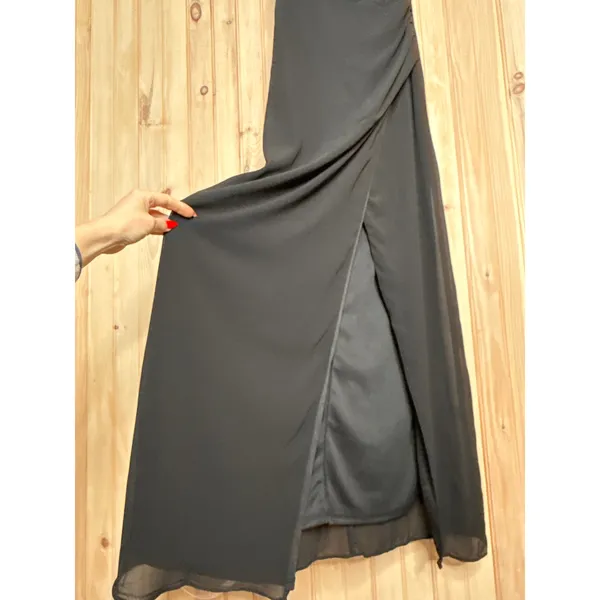 NWT Lulus Adeline Black One-Shoulder Scarf Maxi Dress Bridesmaid Banquet Size S - Image 5