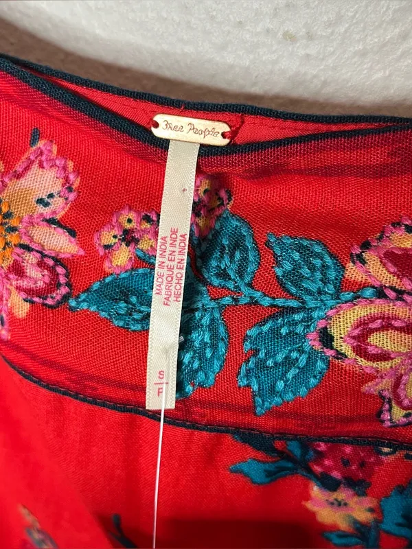 NEW Free People Bali Take Me With You Embroidered Mini Shift Dress in Red - Image 11