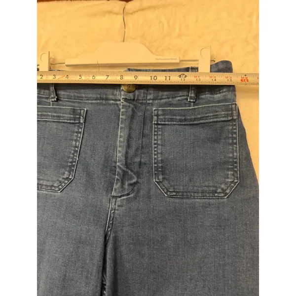 Maeve Anthropologie Colette Wide Leg Crop Jeans 31 Dark Wash High Rise Denim - Image 3
