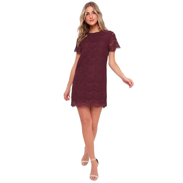 Lulus Take Me to Brunch Burgundy Lace Shift Dress size XL NWT - Image 6
