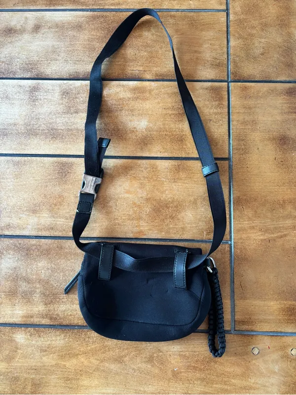 Athleta Black Crossbody Messenger Bag with Woven Key Tassel - Image 3