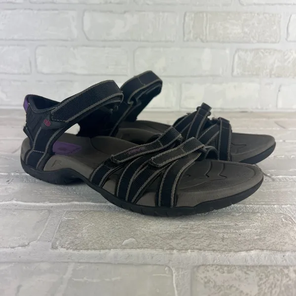 Teva Tirra Sandals Women 7.5 Black Gray Strappy Adjustable Hiking Comfort Sporty - Image 16