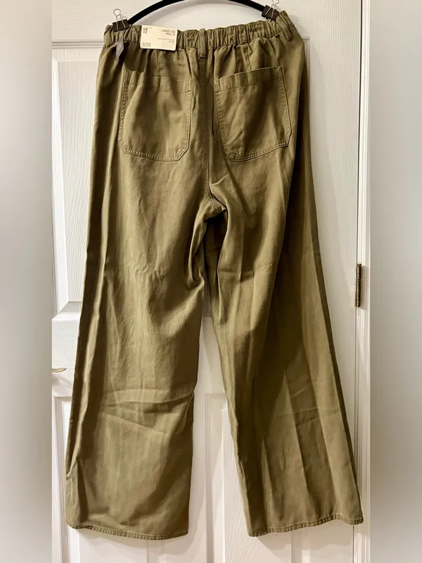 a.n.a Olive Wide-Leg Highest Rise Pants size 12 NWT - Image 2