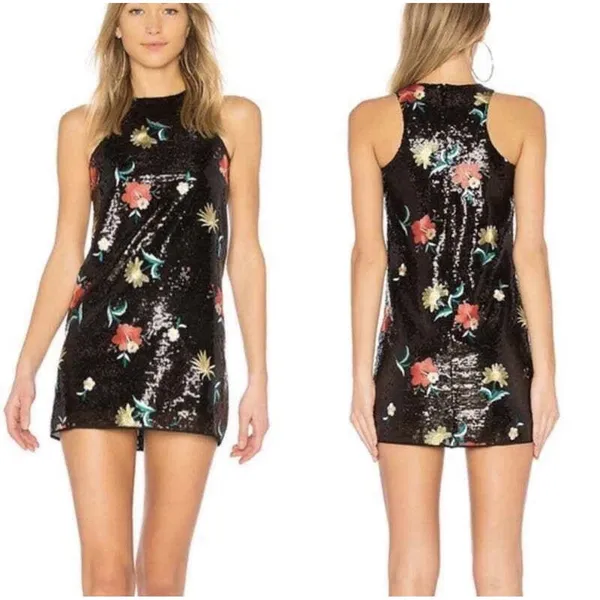Lovers + Friends Caspian Embroidered Sequin Floral Shift‎ Dress Sz Small Revolve - Image 8