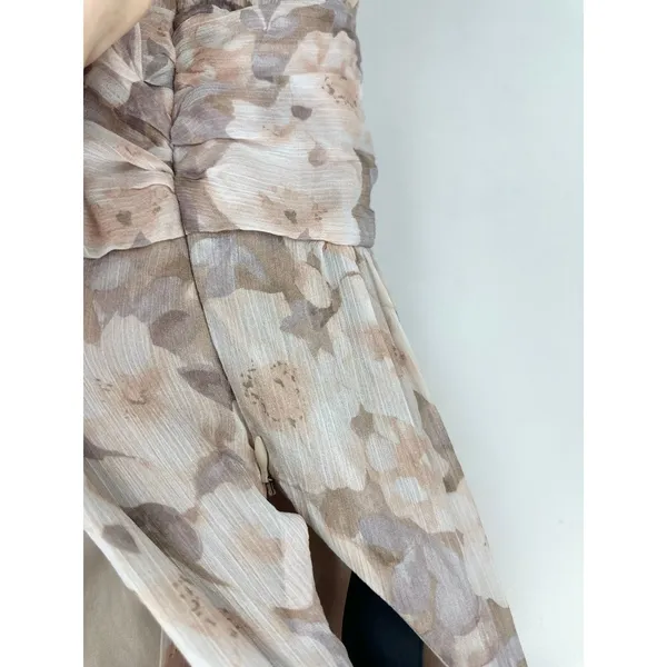 Lulus Happily Sweet Beige Floral Mock Neck Backless Midi Dress Cocktail S NWT - Image 11