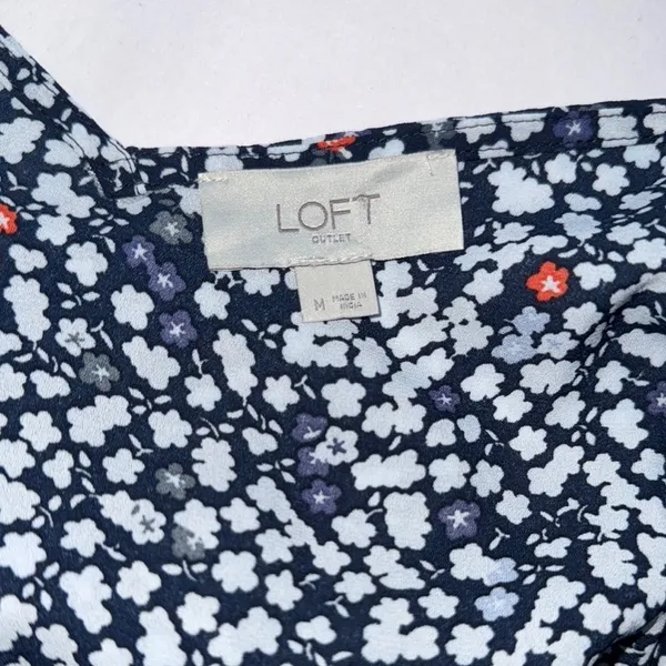 LOFT White and Blue Camisole Top with V-Neckline - Image 6