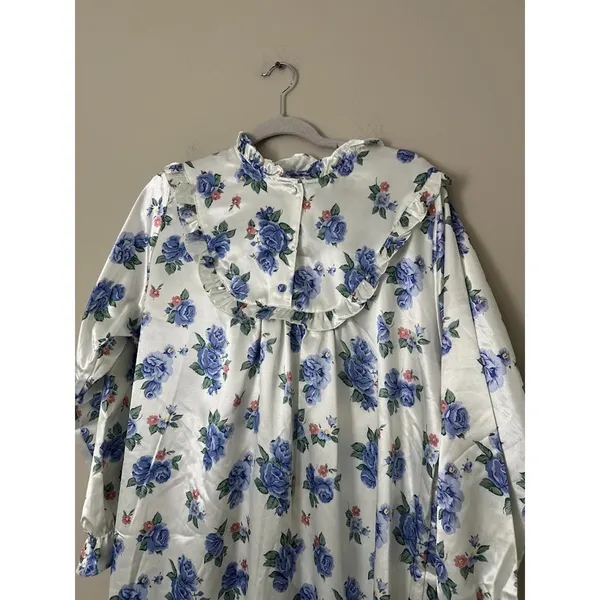 Vintage Sarah Morgan Satin Maxi Nightgown‎ Womens M Cottagecore Floral Granny - Image 2